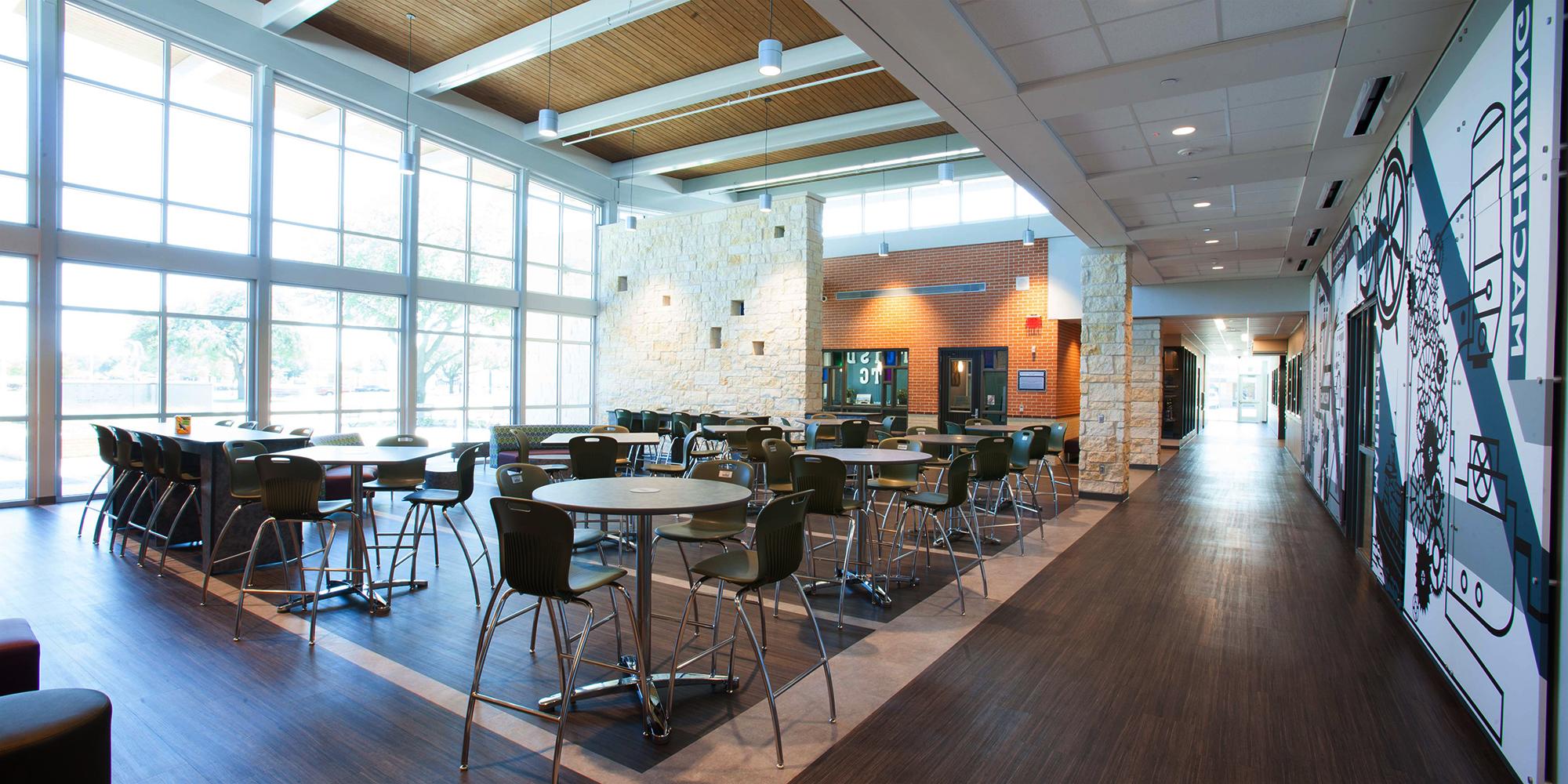 Seating area inside Industrial Trades Center